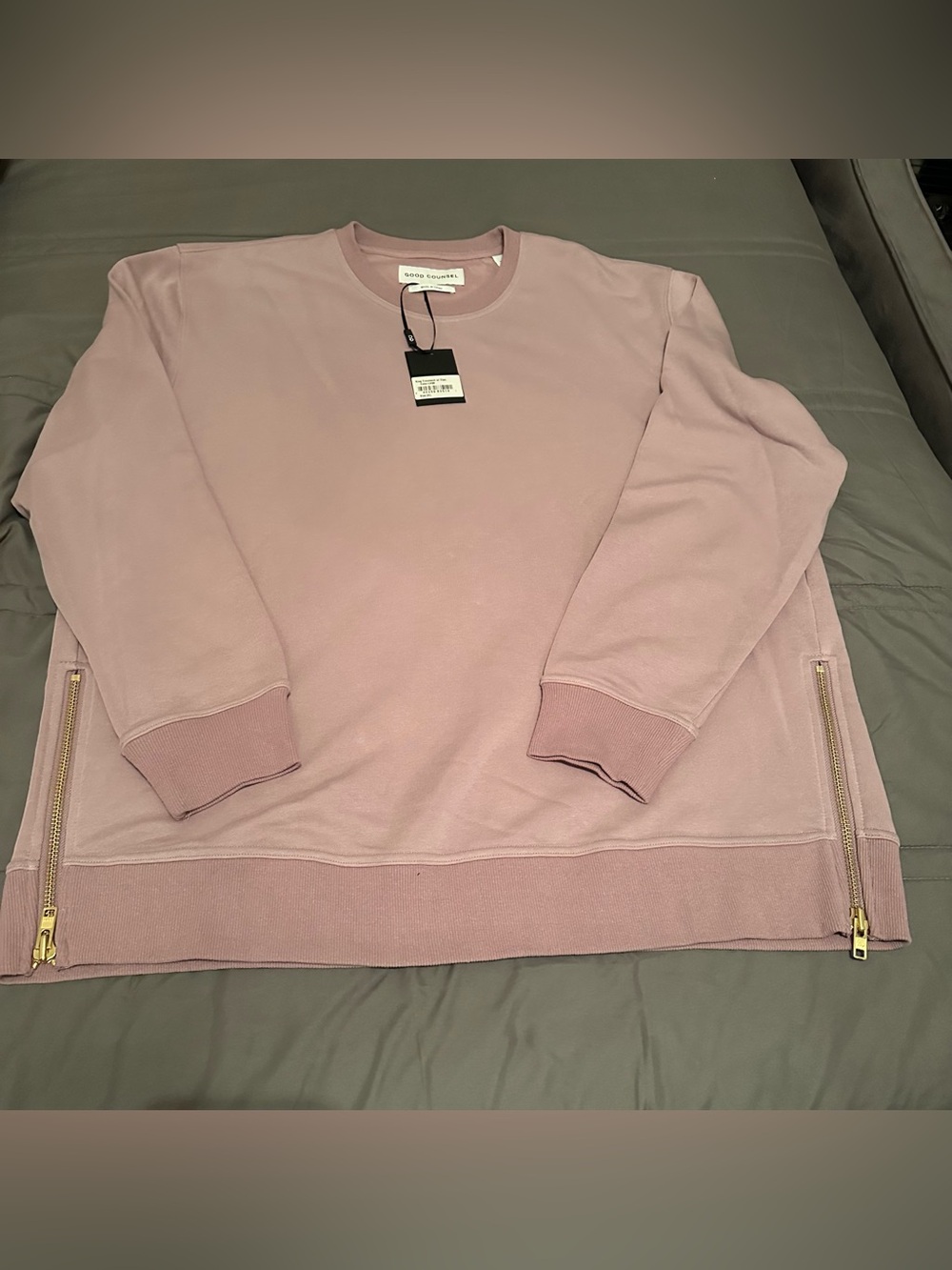 Men's Crewneck Side-Zip Sweatshirt - Dusty Pink 2XL NWT
